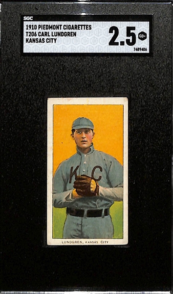 1910 T206 Piedmont Cigarettes Carl Lundgren (Kansas City) Graded SGC 2.5
