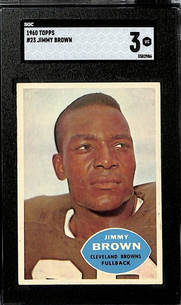 Topps Football Card Lot - 1959 Jim Brown (SGC 3), 1960 Jim Brown (SGC 3), 1960 Johnny Unitas (SGC 6)