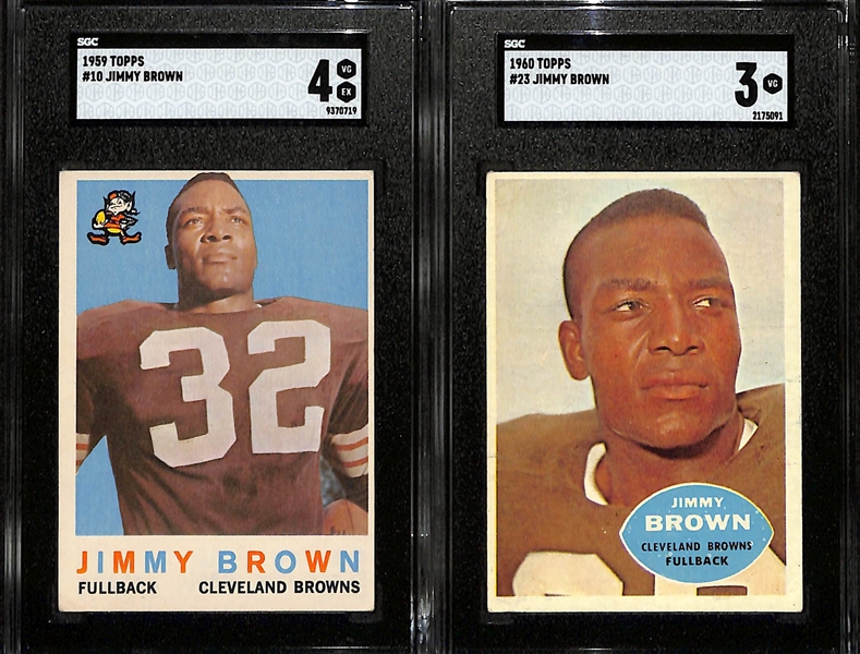 Topps Football Card Lot - 1959 Jim Brown (SGC 4) & 1960 Jim Brown (SGC 3)