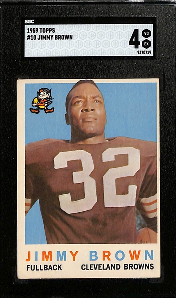 Topps Football Card Lot - 1959 Jim Brown (SGC 4) & 1960 Jim Brown (SGC 3)