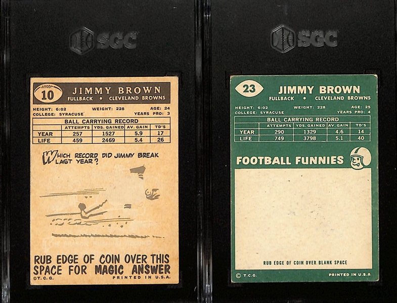 Topps Football Card Lot - 1959 Jim Brown (SGC 4) & 1960 Jim Brown (SGC 3)