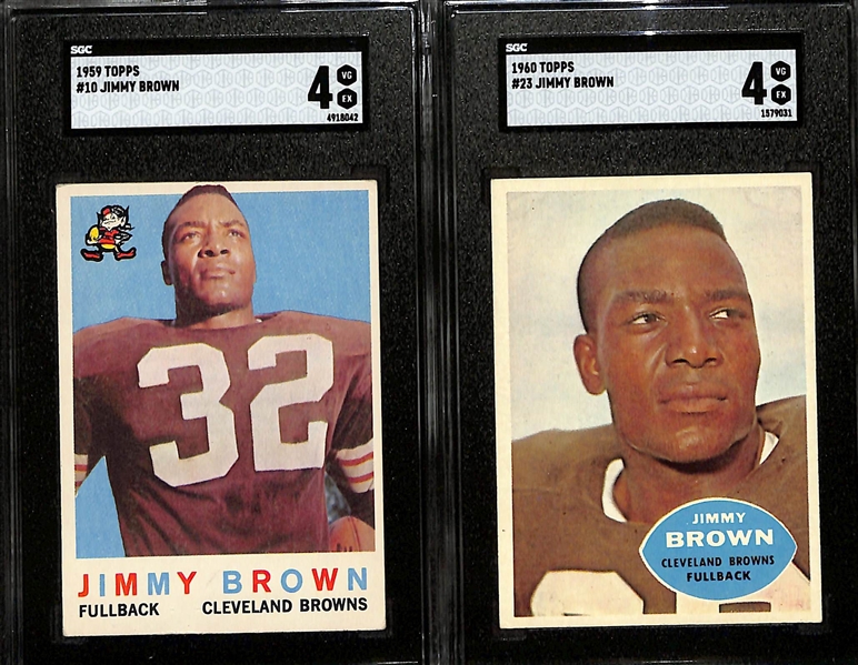 Topps Football Card Lot - 1959 Jim Brown (SGC 4) & 1960 Jim Brown (SGC 4)