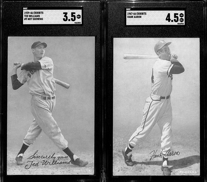 Exhibits Lot - 1939-46 Ted Williams (#9 Not Showing) SGC 3.5, 1947-1966 Hank Aaron SGC 4.5