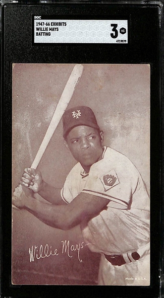 Exhibits Lot - 1939-46 Ted Williams (#9 Not Showing) SGC 3, 1947-1966 Willie Mays SGC 3, 1947-66 Ernie Banks (Bat on Shoulder, Script Sig.) SGC 5