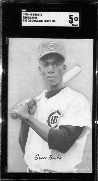 Exhibits Lot - 1939-46 Ted Williams (#9 Not Showing) SGC 3, 1947-1966 Willie Mays SGC 3, 1947-66 Ernie Banks (Bat on Shoulder, Script Sig.) SGC 5