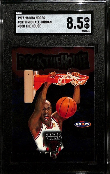 1997-98 Hoops Rock The House Michael Jordan Insert Card #6RTH Graded SGC 8.5