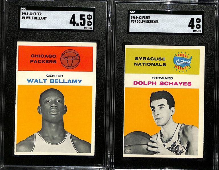 1961-62 Fleer Basketball Lot - Bob Cousy (SGC 4), Hal Greer (SGC 5), Elgin Baylor (SGC 2.5), Guy Rodgers (SGC 7), Johnny Kerr (SGC 7), Tommy Heinsohn (SGC 6), Walt Bellamy (SGC 4.5), Dolph Schayes...