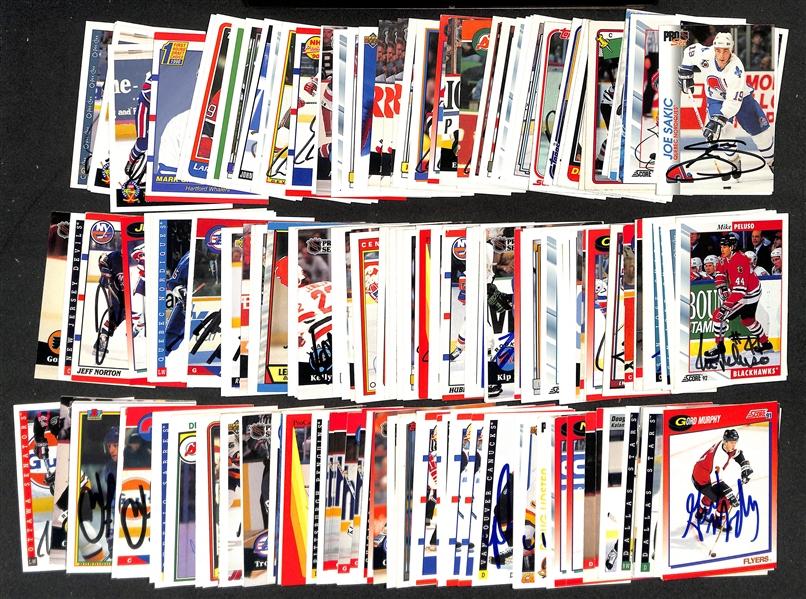 175+ Signed Hockey Cards w. (2) Joe Sakic, (3) Scott Stevens, (2) Jocelyn Thibault, (2) Ron Francis, + (JSA Auction Letter)