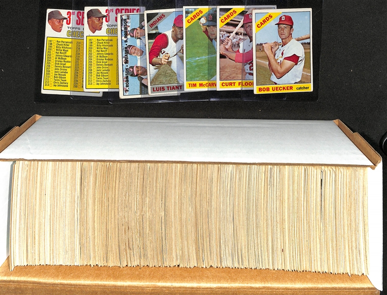 Lot of (600+) Assorted 1966 & 1967 Topps Baseball Cards w. 1966 Bob Uecker (TR) & 1966 Curt Flood