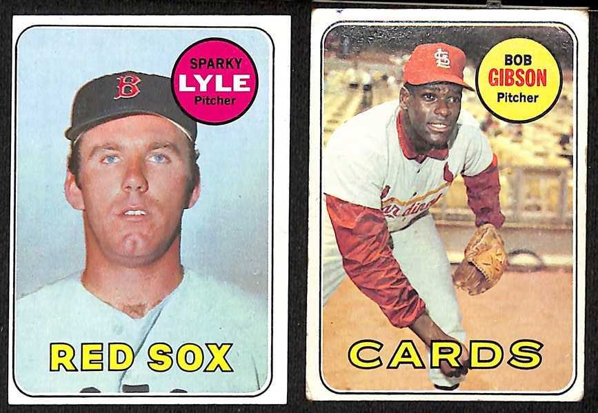  Lot of (350+) Assorted 1969 Topps Baseball Cards w. Bob Gibson & Sparky Lyle Rookie Card