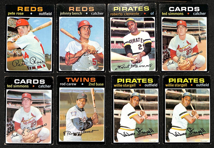 Lot of (1200+) Assorted 1971 Topps Baseball Cards w. Pete Rose & Johnny Bench