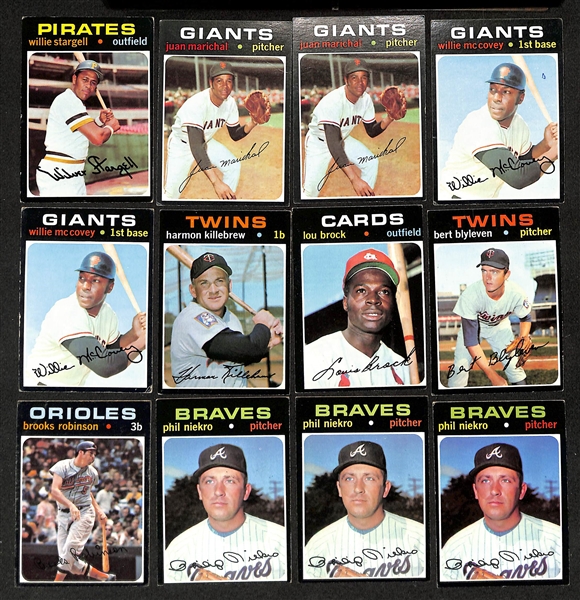 Lot of (1200+) Assorted 1971 Topps Baseball Cards w. Pete Rose & Johnny Bench