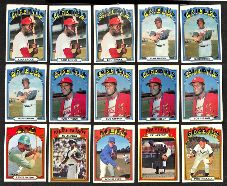 Lot of (1800+) Assorted 1972 Topps Baseball Cards w. (2) Johnny Bench & (2) Al Kaline
