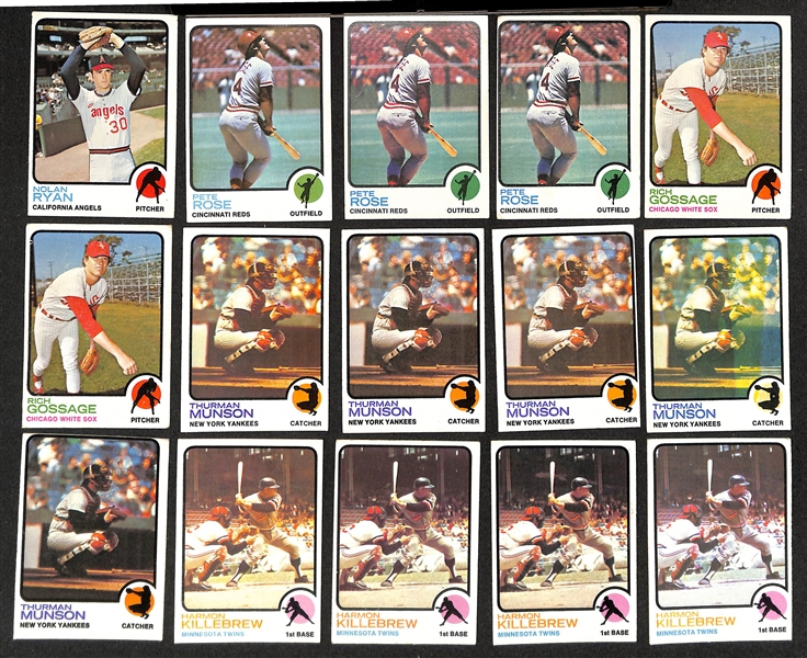 Lot of (2000+) Assorted 1973 Topps Baseball Cards Between Card #1-450 w. (3) Pete Rose & Nolan Ryan