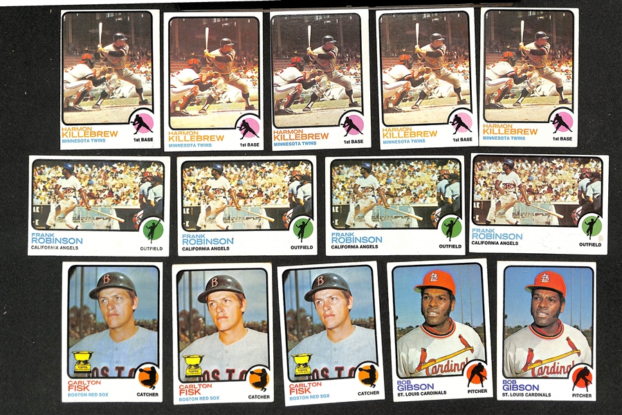 Lot of (2000+) Assorted 1973 Topps Baseball Cards Between Card #1-450 w. (3) Pete Rose & Nolan Ryan
