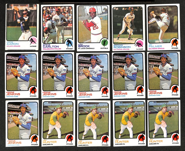 Lot of (2000+) Assorted 1973 Topps Baseball Cards Between Card #1-450 w. (3) Pete Rose & Nolan Ryan