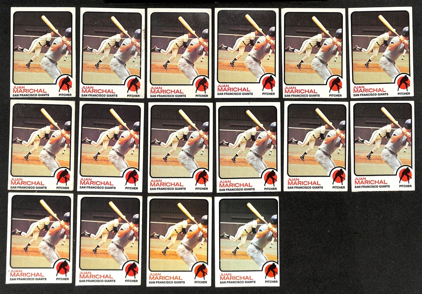 Lot of (1200+) Assorted 1973 Topps Baseball Cards Between Card #451-660 w. (15) Juan Marichal & Multiple All-Time Leader Cards