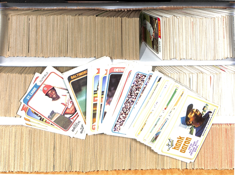 Lot of Approx (2000) Assorted 1974 Topps Baseball Cards w. (2) Hank Aaron & (3) Dave Parker Rookie Cards