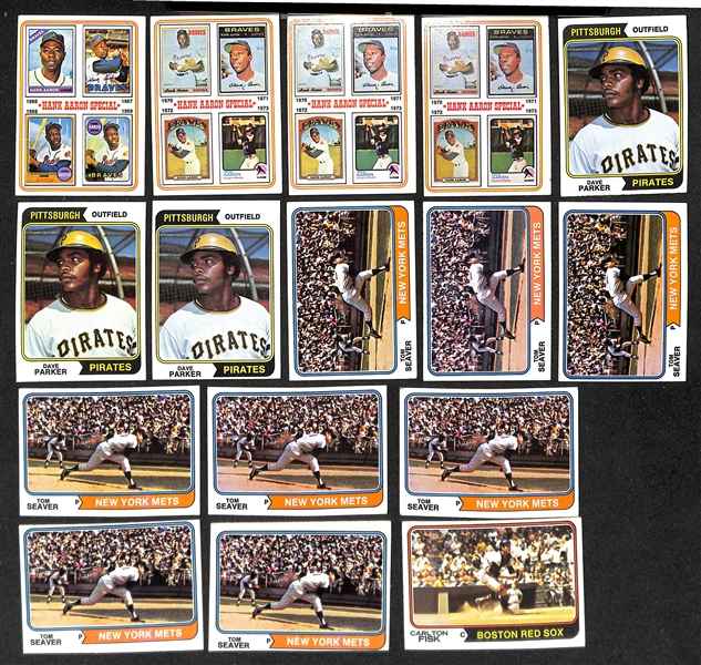 Lot of Approx (2000) Assorted 1974 Topps Baseball Cards w. (2) Hank Aaron & (3) Dave Parker Rookie Cards