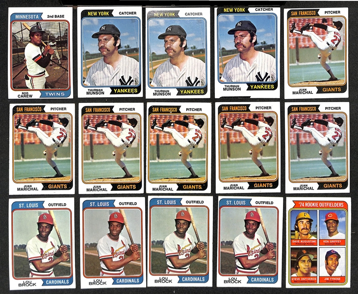 Lot of Approx (2000) Assorted 1974 Topps Baseball Cards w. (2) Hank Aaron & (3) Dave Parker Rookie Cards