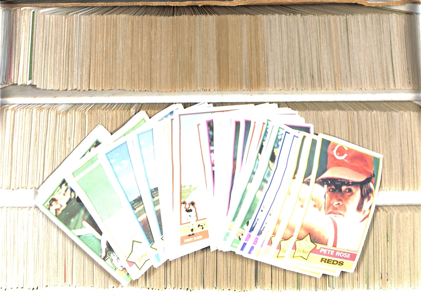 Lot of (2500+) Assorted 1976 Topps Baseball Cards w. (6) Pete Rose & (2) Nolan Ryan