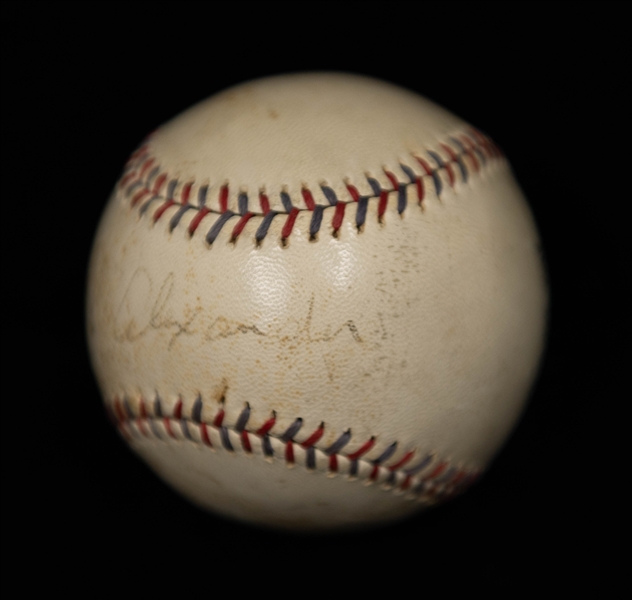 Grover Cleveland Alexander Single-Signed Official League Baseball - Full JSA Letter of Authentication