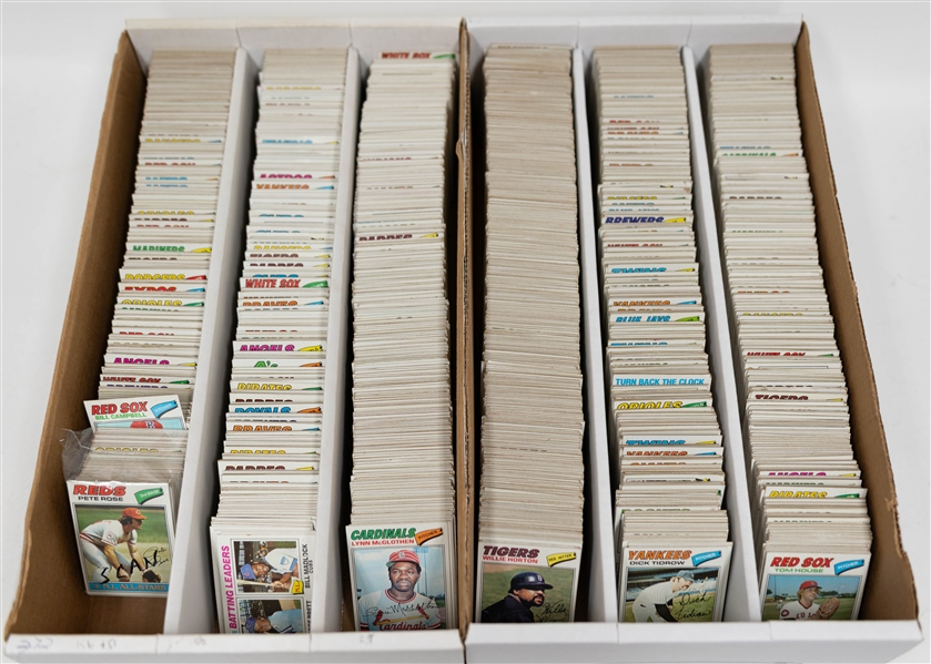 Lot of (4000+) Assorted 1977 Topps Baseball Cards w. (5) Pete Rose & (2) Andre Dawson Rookie Cards