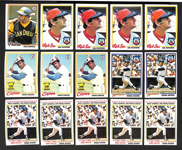 Lot of (5000+) Assorted 1978 Topps Baseball Cards w. (5) Pete Rose & (2) Molitor/Trammel Rookie Cards
