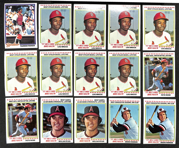 Lot of (5000+) Assorted 1978 Topps Baseball Cards w. (5) Pete Rose & (2) Molitor/Trammel Rookie Cards