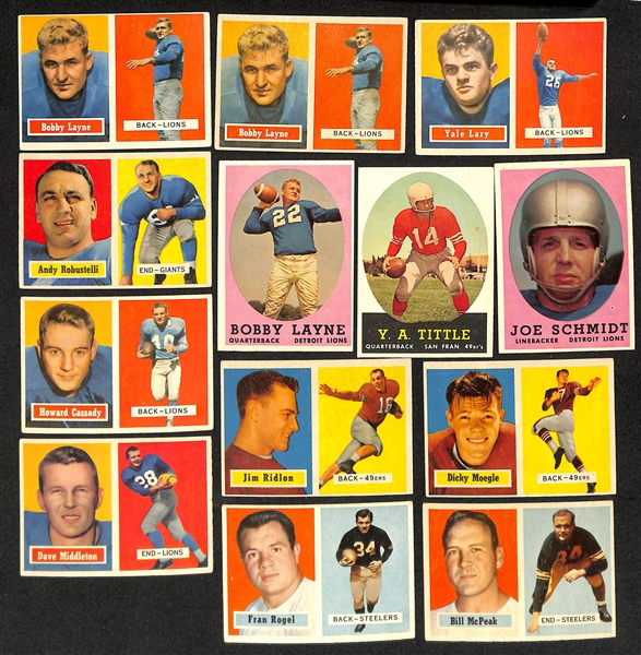  Lot of (40) 1957-1963 Topps Football Cards w. (2) 1957 Bobby Layne