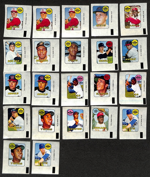 Lot of (20) 1969 Topps Decals w. (3) Pete Rose