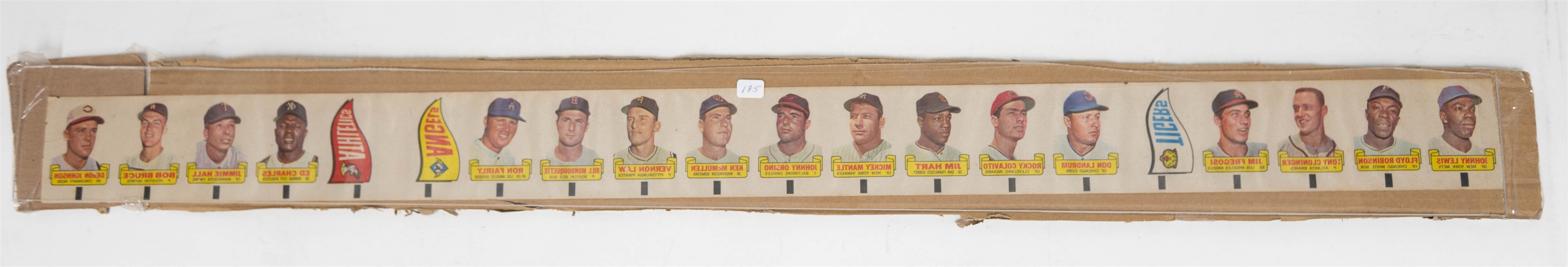  1966 Uncut Strip of (20) Topps Rub-Offs w. Mickey Mantle