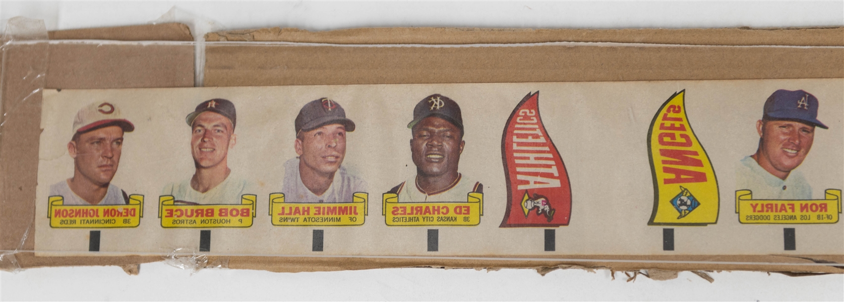  1966 Uncut Strip of (20) Topps Rub-Offs w. Mickey Mantle