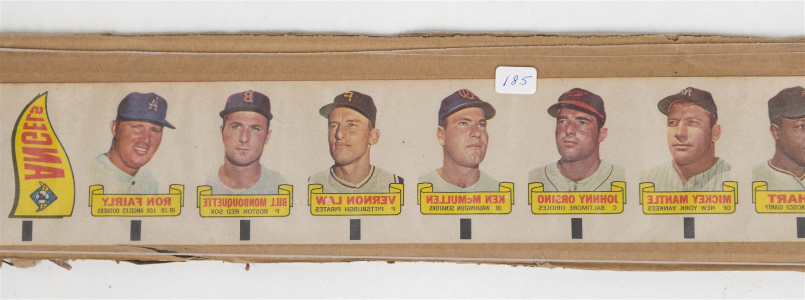  1966 Uncut Strip of (20) Topps Rub-Offs w. Mickey Mantle