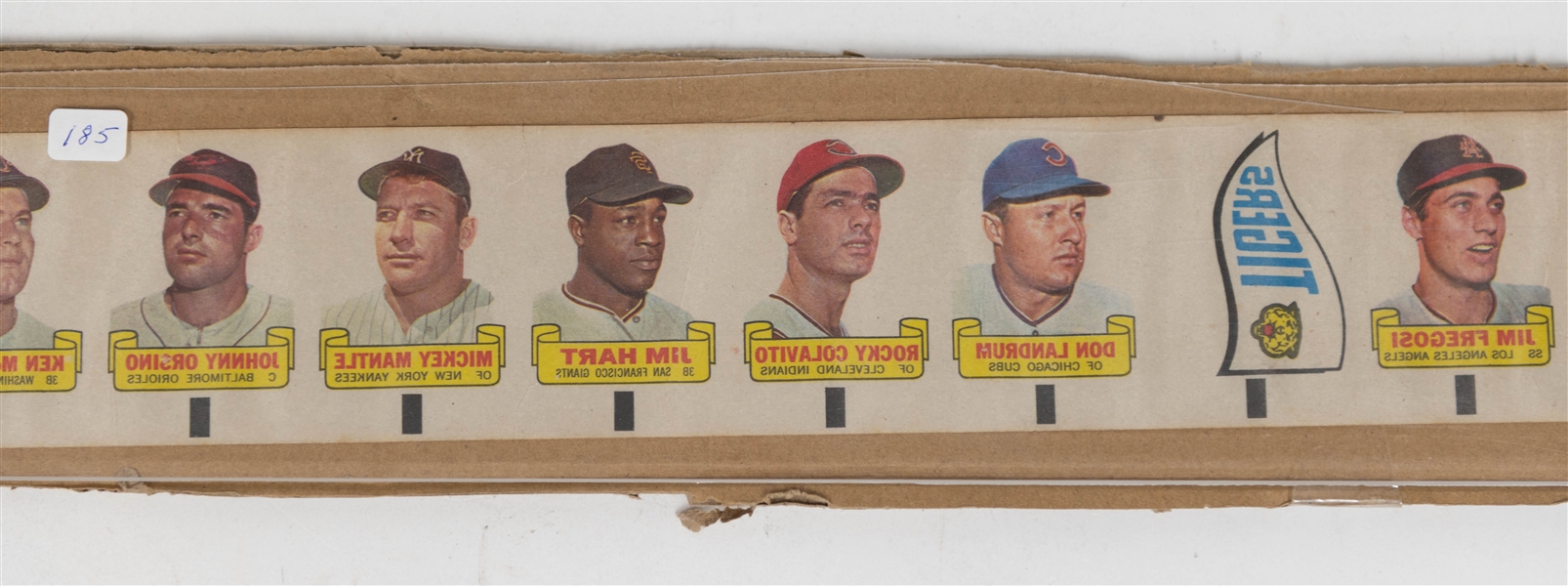 1966 Uncut Strip of (20) Topps Rub-Offs w. Mickey Mantle