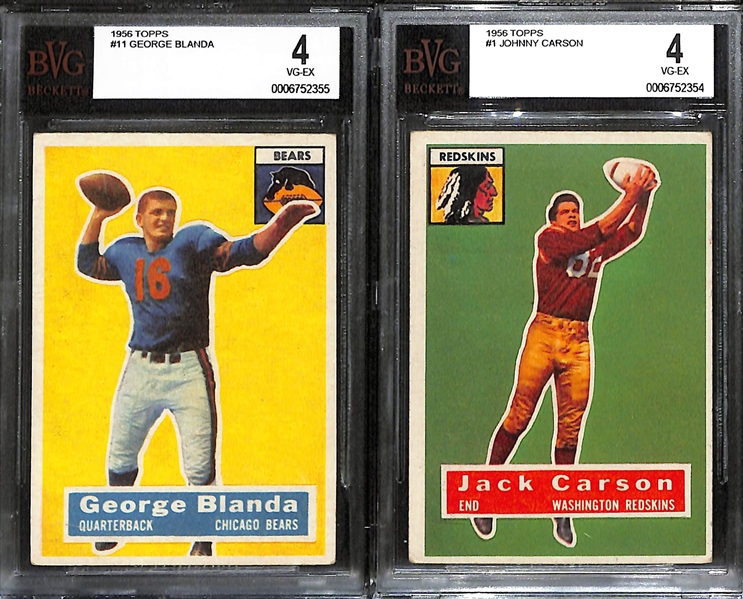Lot of (7) BVG Graded Vintage Football Cards inc. 1955 Bowman Frank Gifford (BVG 4), 1956 Topps Frank Gifford (BVG 3)2956 Topps George Blanda (BVG 4), +