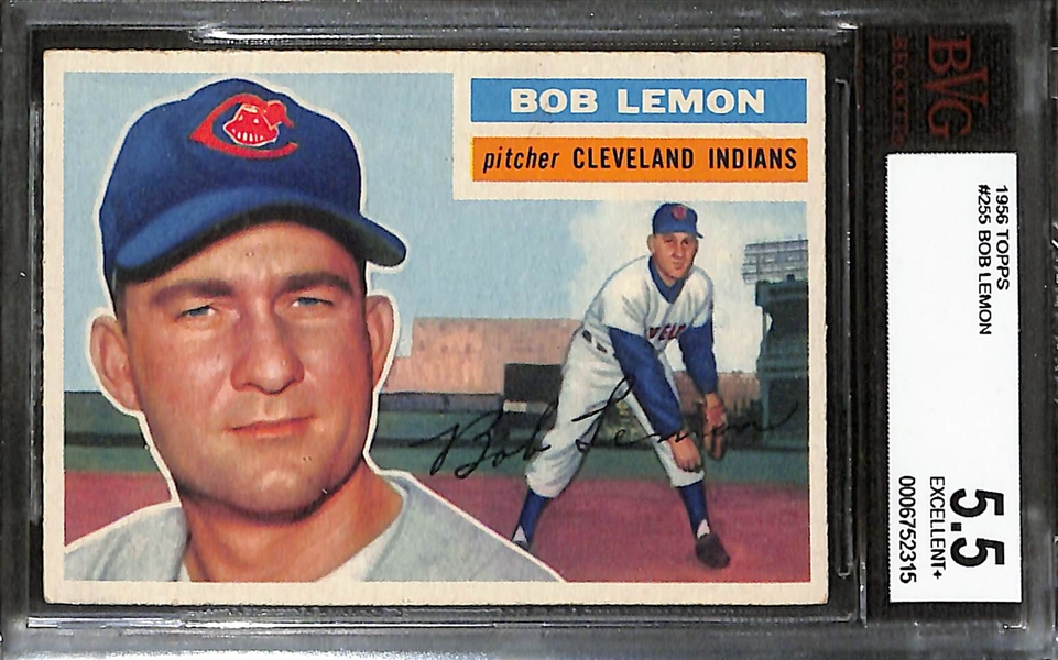 Lot of (3) BVG Graded 1956 Topps Cards - Harmon Killebrew (BVG 4), Bob Lemon (BVG 5.5), Mickey McDermott (BVG 5.5)