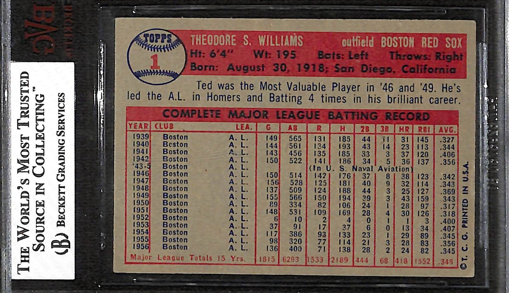 1957 Topps Ted Williams #1 Graded BVG 5