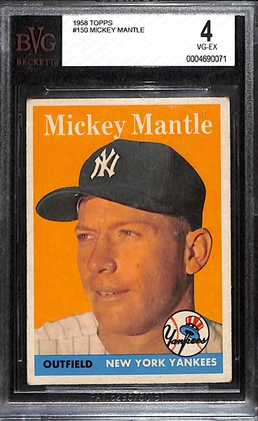 1958 Topps Mickey Mantle #150 Graded BVG 4