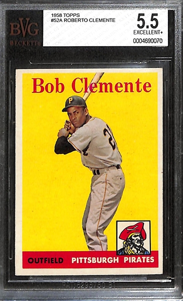 1958 Topps Roberto Clemente #52A Graded BVG 5.5