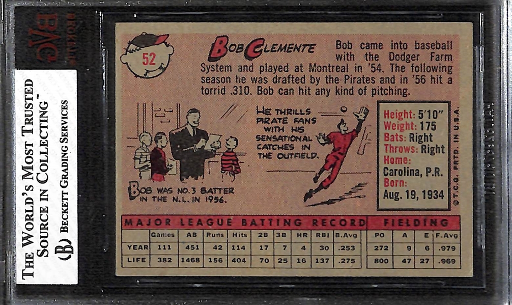 1958 Topps Roberto Clemente #52A Graded BVG 5.5