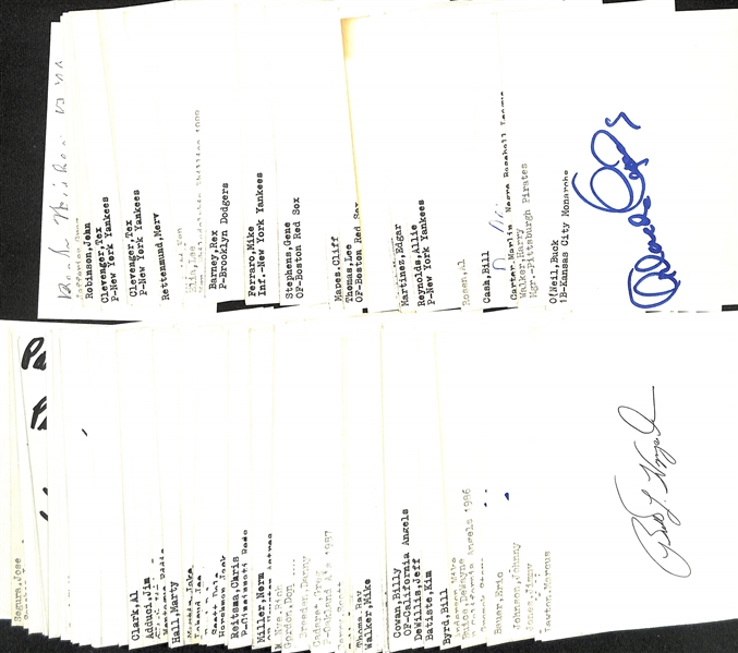 Lot of (175+) Signed Baseball Index Cards inc. Orlando Cepeda, Buck Neil, Harry Walker, Roberto Alomar, Marlin Carter, + (JSA Auction Letter)