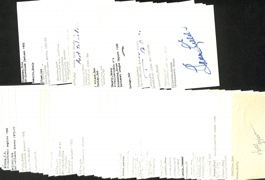Lot of (150+) Signed Baseball Index Cards inc. Harmon Killebrew, Jack McKeen, Frank Crosetti, Charles King, Jim Landis, Bill Rigney, + (JSA Auction Letter)