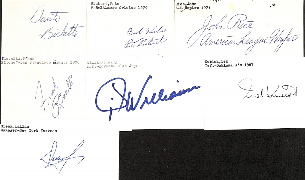 Lot of (175+) Signed Baseball Signed Index Cards inc. Pee Wee Reese, Felipe Alou, Don Richmond, Elroy Face, Hal Reniff, + (JSA Auction Letter)