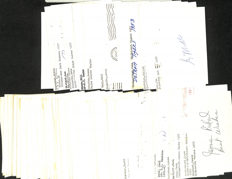 Lot of (175+) Signed Baseball Index Cards inc. Greg Maddux, Jim Rice, Sam Chapman, Willie Randolph, + (JSA Auction Letter)