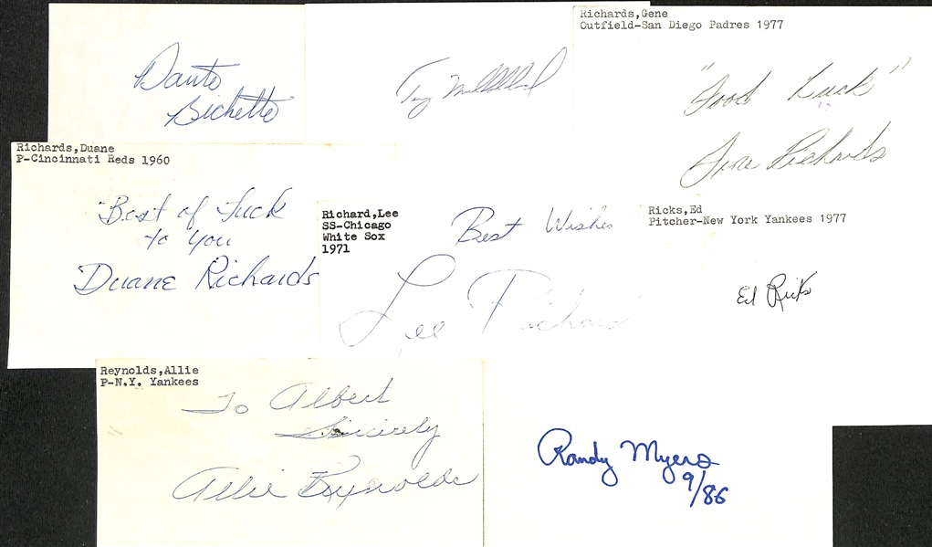 Lot of (175+) Signed Baseball Index Cards inc. Greg Maddux, Jim Rice, Sam Chapman, Willie Randolph, + (JSA Auction Letter)