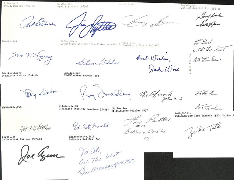 Lot of (175+) Signed Baseball Index Cards inc. Buck O'Neil, Robin Yount, Lou Boudreau, Orlando Cepeda, Frank Crosetti, + (JSA Auction Letter)