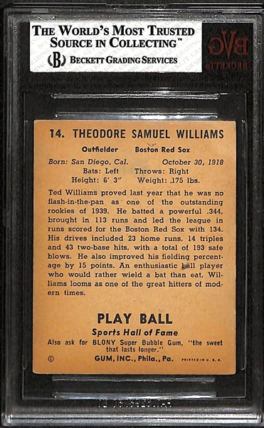 1941 Play Ball Ted Williams #14 Graded Beckett BVG 4.5