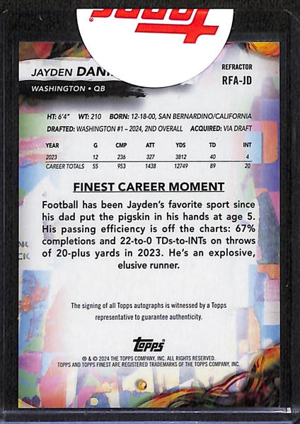 2024 Topps Finest Jayden Daniels Autographed Rookie Refractor 