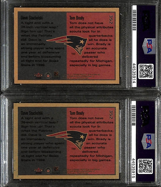 (2) 2000 Fleer Tom Brady/Dave Stachelski Rookie Cards #352 - Both Graded PSA 8